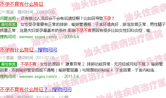 汕头不孕不育有什么特性