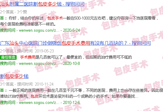 汕头包皮手术费多少